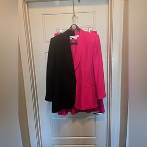 VINTAGE Simon Chang Black and Pink Blazer Set